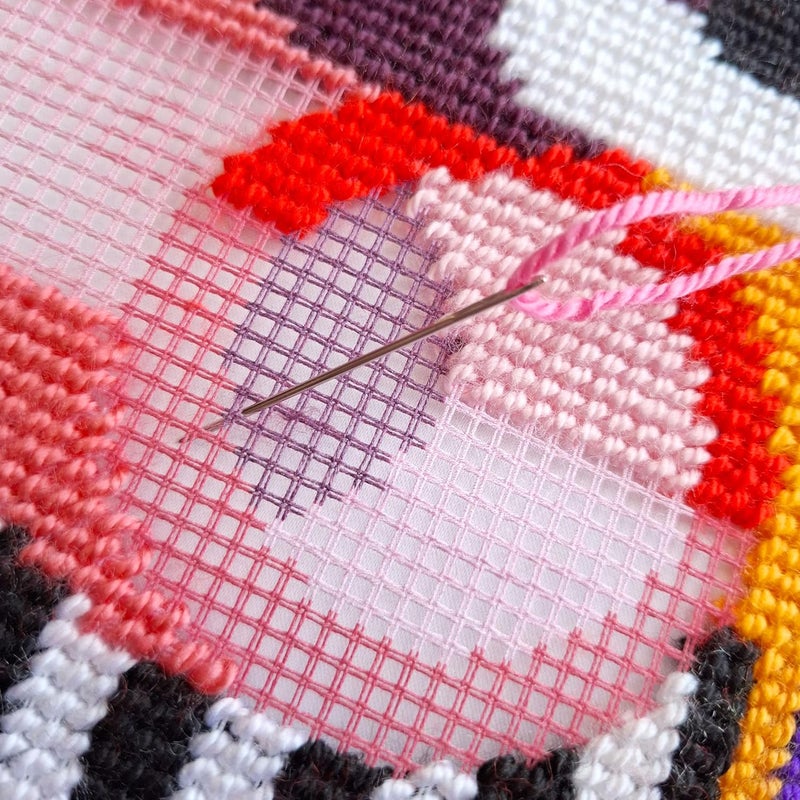 Brvsk Abstract Stamped Cross-Stitch Kit for Adults and Beginners — Vivid Women in Abstract 16″ × 16″ with Clear, Precise Printed Design on Cotton Canvas; Includes 2 Needles, Yarn, and Easy-Read Chart - Image 4